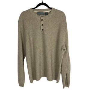 Oscar de la Renta Tan Pullover Sweater Henley XL